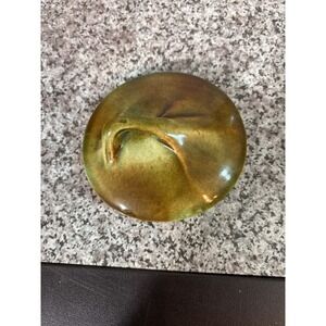 McCoy Pottery Vintage Teapot Replacement Lid Olive Green Brown Drip Glaze 3.25"